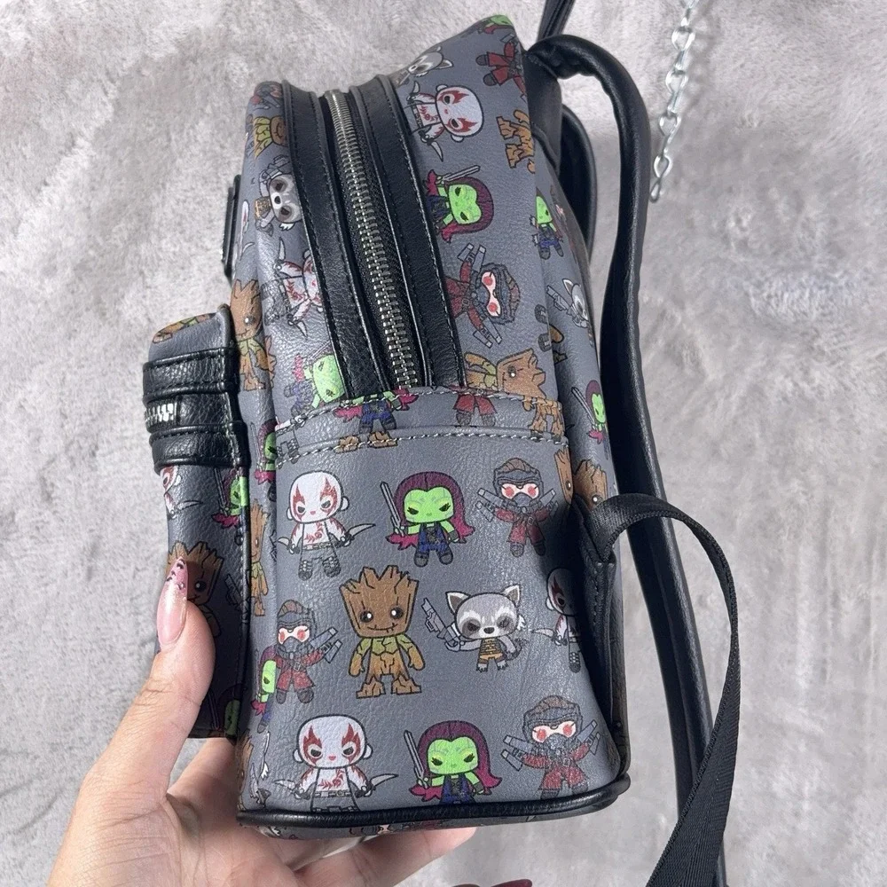 Loungefly Marvel Guardians of the Galaxy Chibi AOP Mini Backpack Gray